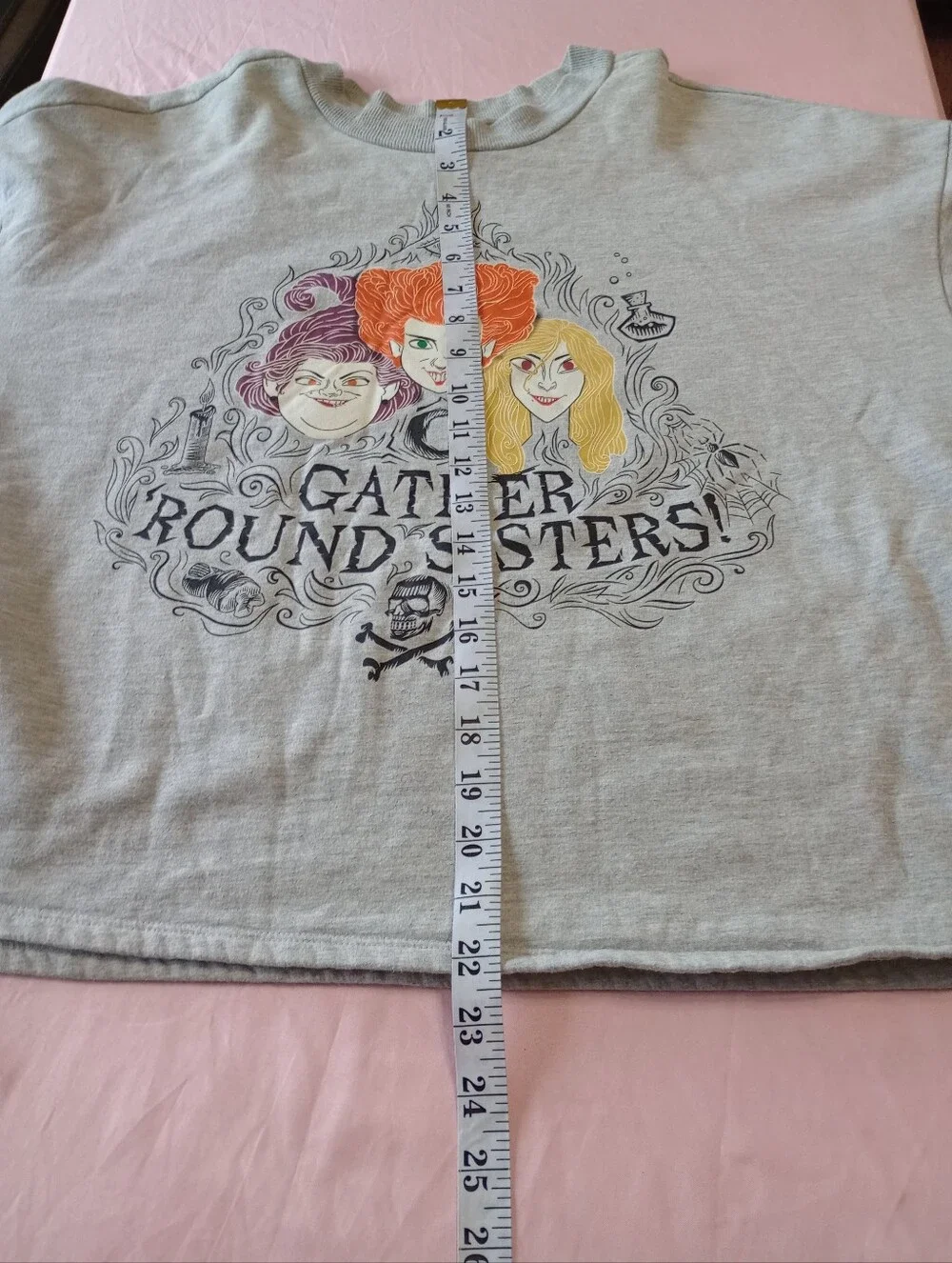 Disney Hocus Pocus Junior Womens Gray Witch Sweatshirt size L(11-13)